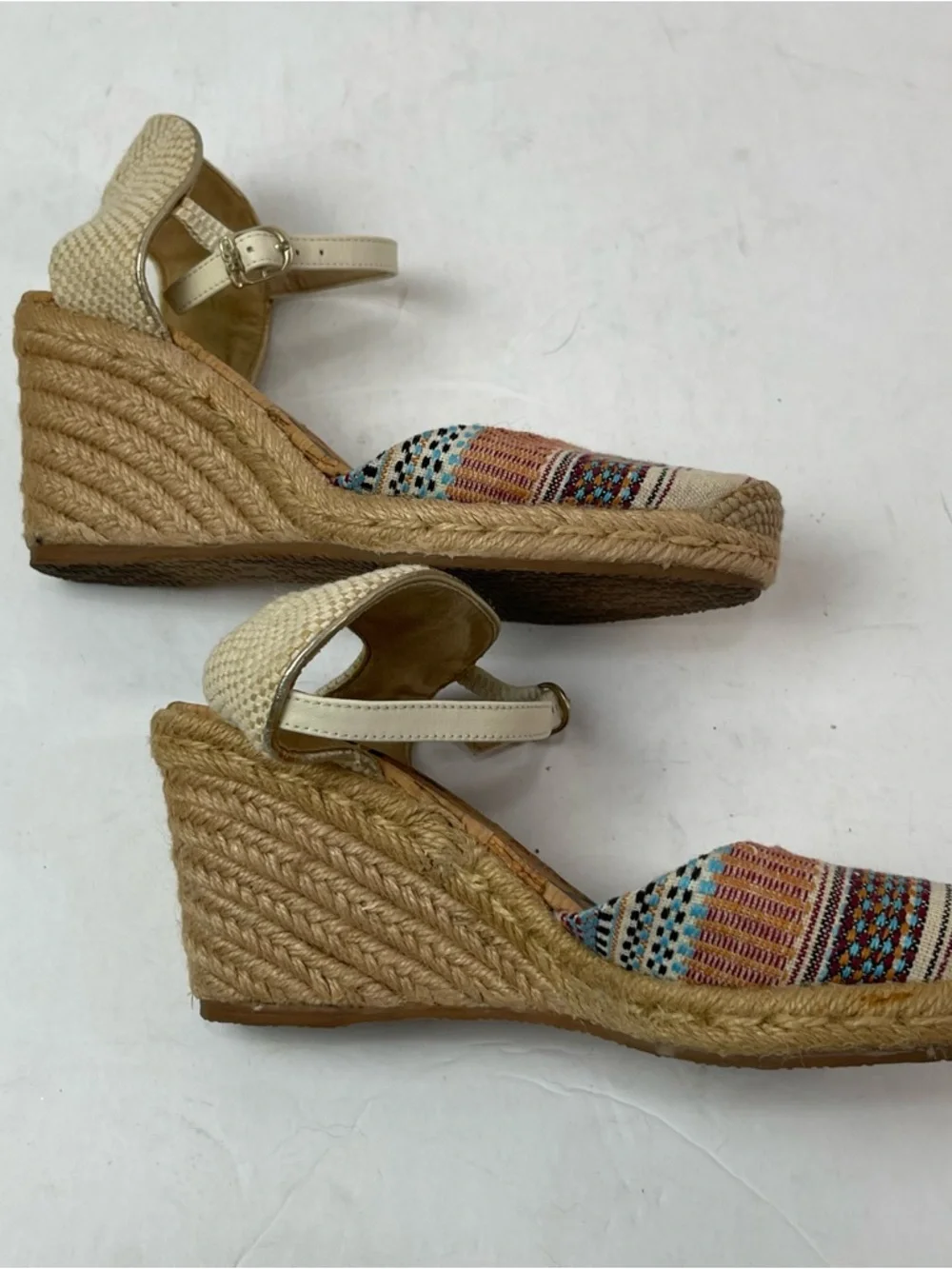 Sam‎ Edelman Payton Espadrille Wedge Size 6M Colorful Stripe Woven Wedge Heel